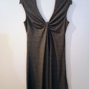 Express Women's Charcoal Gray Front Knot Twisted Sleeveless Knit Midi Dress S